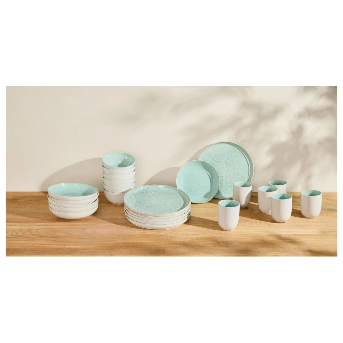 SILVERCREST® “Porto” tableware set, 24 pieces (green)