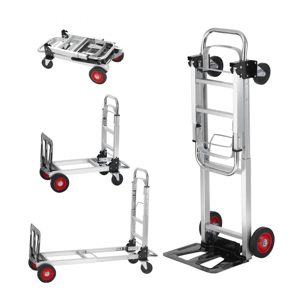 2 in 1 opvouwbare steekwagen 0,6243 kg laadvermogen transportwagen aluminiumlegering koolstofstaal steekwagen platformwagen voor laden en transporttaken binnen en buiten