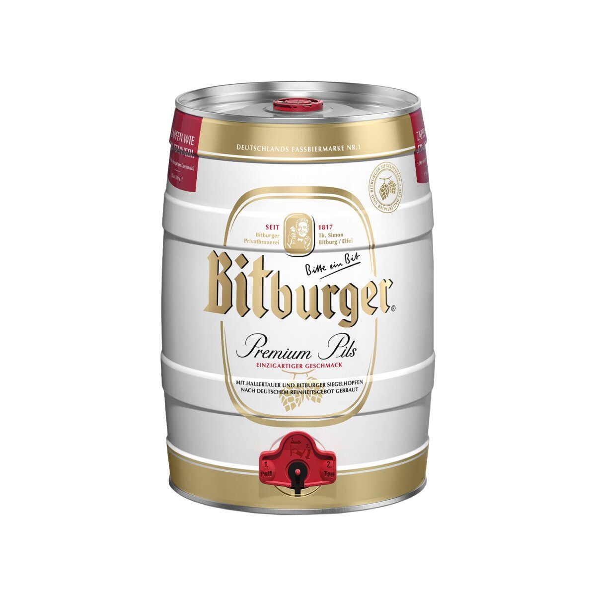 Premium Pils 5 liter beer keg with tap, deposit-free