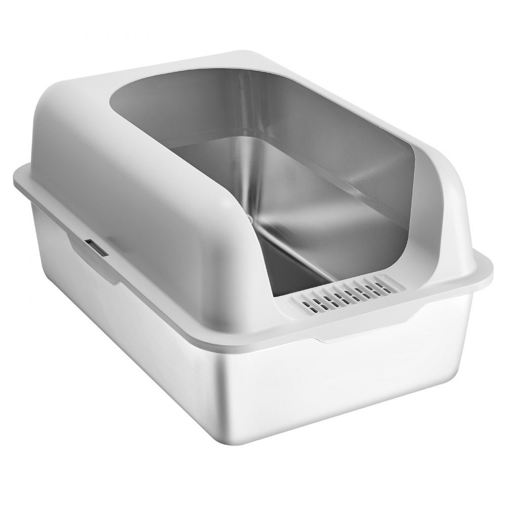Litter Box 6" Deep XL Extra Large Stainless Steel Litter Box with Scoop Wide Filter Base and High Sides Closed Odor Free Easy Clean Litter Box Suitable for Large Cats