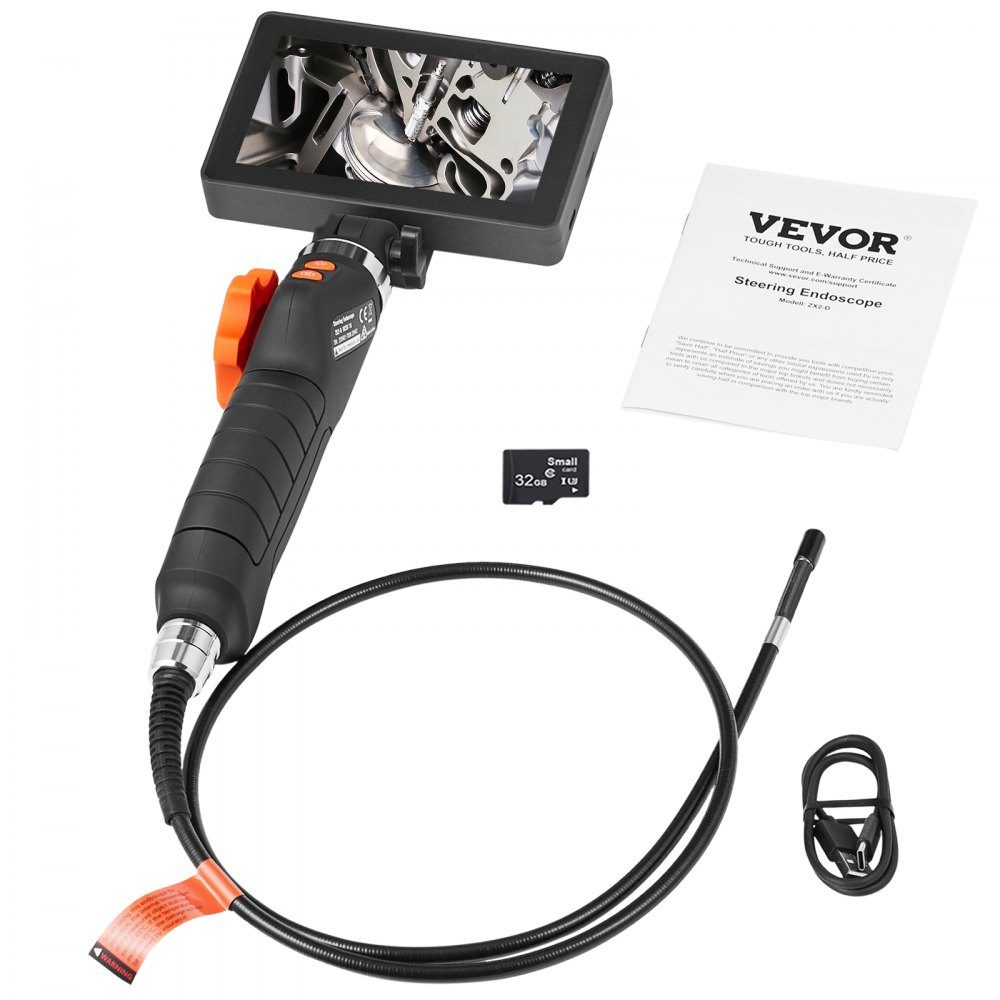 Articulating Endoscope Camera with Light, Two-Way Articulating Endoscope Inspection Camera with 6.4mm Small Lens, 5" IPS 1080P HD Screen, 8X Zoom, 8 LED Light Camera for Car, Plumbing (4.9ft)