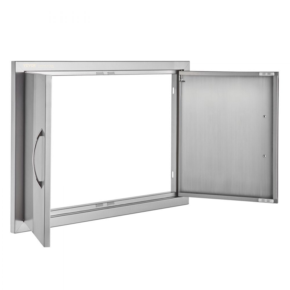 Grill Access Door 711x482mm Double Outdoor Kitchen Door Flush Mount Stainless Steel Door Vertical Wall Door with Handles for Grill Island Grill Station Outdoor Cabinet