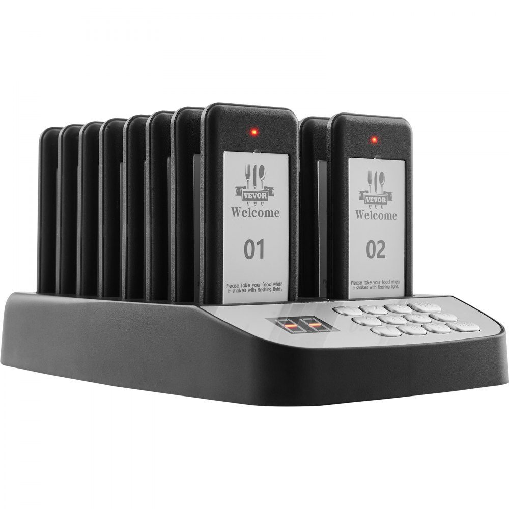 Restaurant Pager System, Wireless Queue Signal with 500m Range, Guest Call Beeper with Vibration and Flashing, 16 Pagers for Food Truck, Church