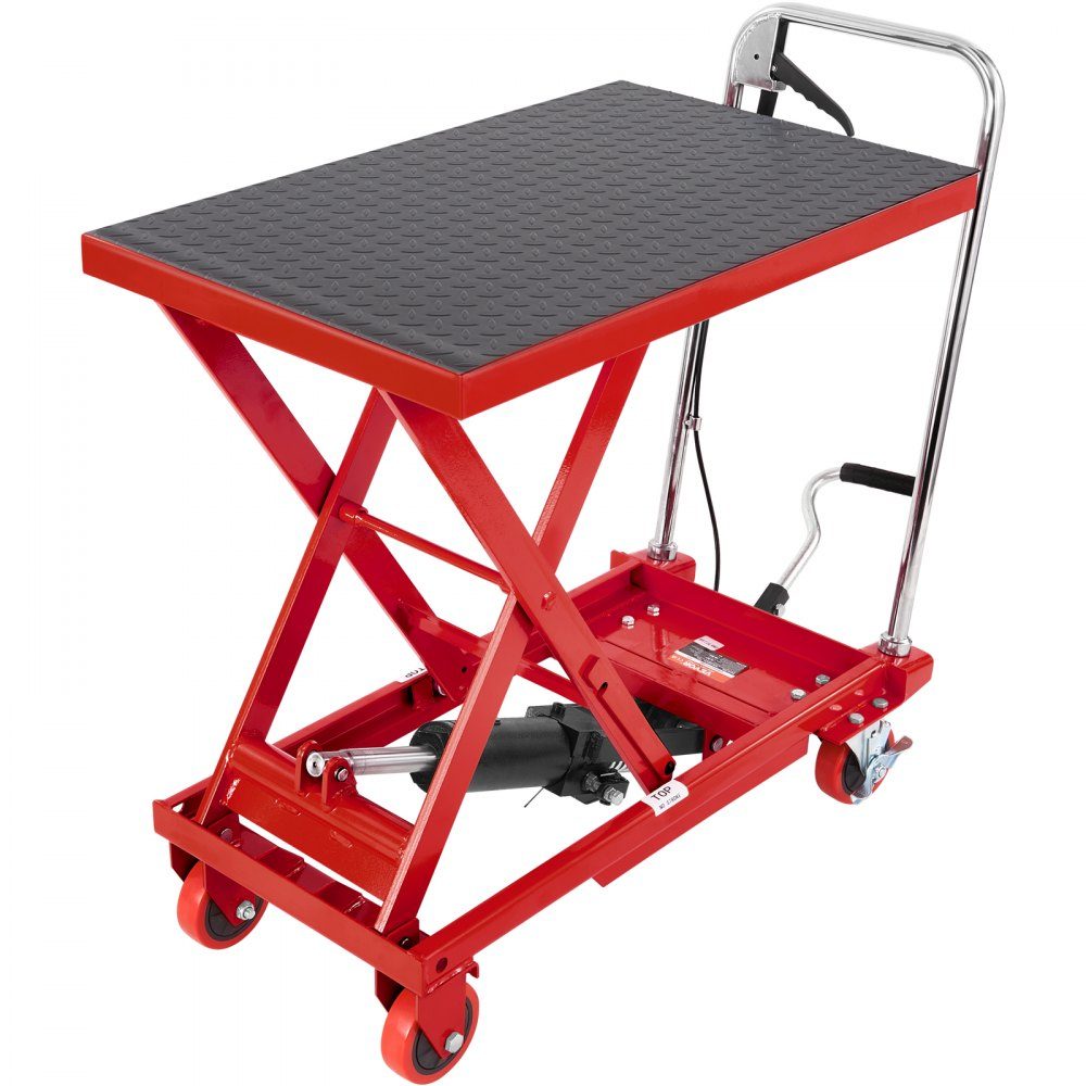 Table élévatrice à ciseaux hydraulique capacité de charge 230 kg chariot à table élévatrice plage de levage 220-720 mm table élévatrice atelier 700 x 450 mm plate-forme chariot élévateur à ciseaux ciseaux simples rouge usines entrepôts supermarchés