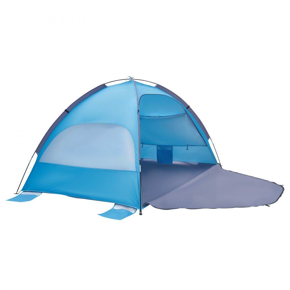 Strandtent Zonnescherm voor 3 personen, UPF 50+ bescherming, draagbare strandtent met draagtas en grondankers, lichtgewicht strandparaplu voor kamperen, vissen, picknicken, zonnetent