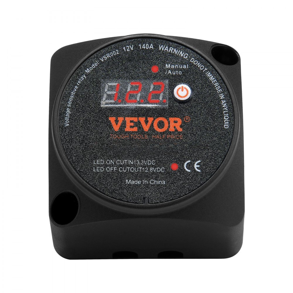 Doppeltes Batterie-Trennrelais, 12 V, 140 A, manueller automatischer Modus, spannungsempfindliches VSR-Relais mit LCD-Bildschirm für ATV, UTV, Wohnmobil, Wohnwagen, LKW, Boot, Yacht Doppeltes Batterie-Trennrelais, 12 V, 140 A, manueller automatischer Modus, spannungsempfindliches VSR-Relais mit LCD-Bildschirm für ATV, UTV, Wohnmobil, Wohnwagen, LKW, Boot, Yacht