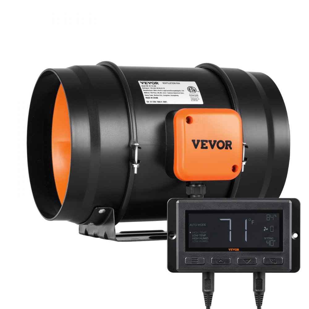 Ventilateur de conduit en ligne, 8 pouces 807 CFM avec contrôleur de température et d'humidité, ventilateur d'extraction de ventilation à moteur EC silencieux pour booster de refroidissement, tentes de culture, culture hydroponique Ventilateur de conduit en ligne, 8 pouces 807 CFM avec contrôleur de température et d'humidité, ventilateur d'extraction de ventilation à moteur EC silencieux pour booster de refroidissement, tentes de culture, culture hydroponique