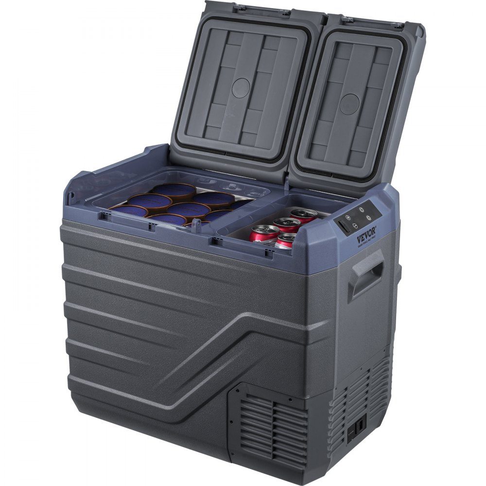 Car Fridge, 39L Portable Dual Zone Freezer, 12V Car Fridge, - 20 to 20℃ Adjustable Range, 12/24V DC and 100-240V AC Compressor Cooler for Camping, RV
