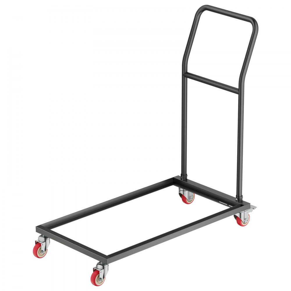 Składany stojak na krzesło, nośność 136 kg, wózek na krzesła w kształcie litery L do pionowego ustawienia na 25 krzeseł, metalowy wózek transportowy z gumowymi kółkami, wielofunkcyjny uchwyt na krzesło, czarny mat