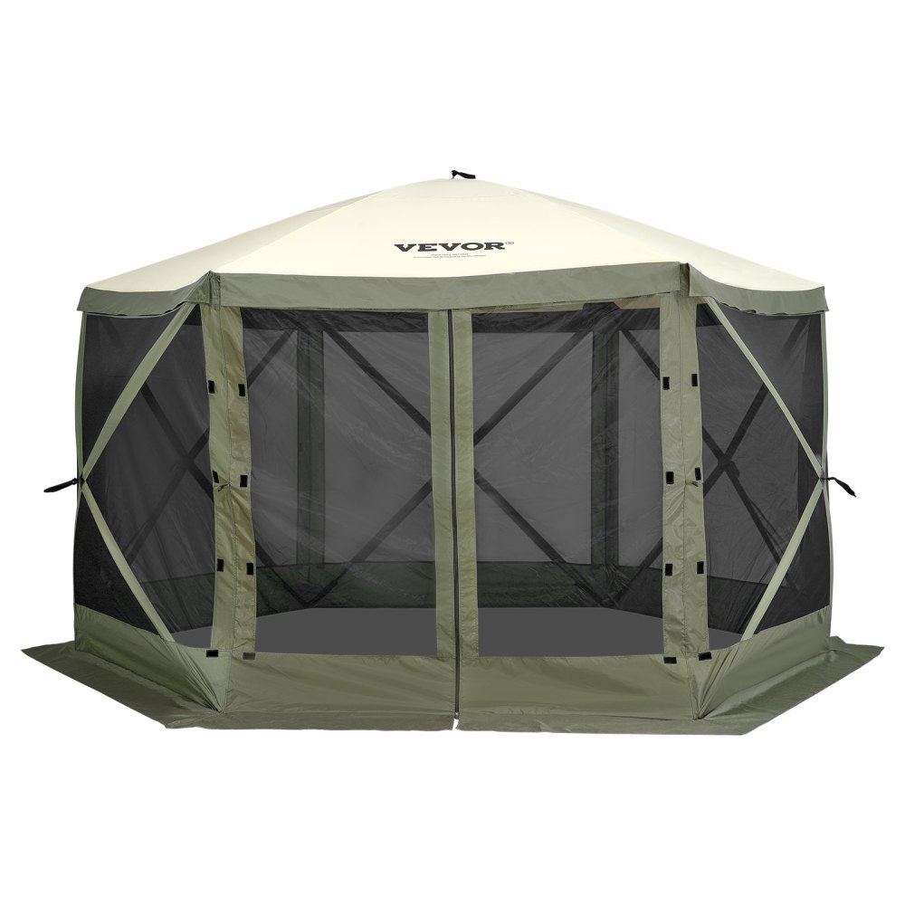 Pop Up Gazebo Tent, Pop Up Tent with 6 Side Canopy, Sun Shade with 6 Removable Privacy Wind Cloths and Mesh Windows, 12 x 12 Feet, Quick Pitch Tent with Mosquito Net, Army Green Pop Up Gazebo Tent, Pop Up Tent with 6 Side Canopy, Sun Shade with 6 Removable Privacy Wind Cloths and Mesh Windows, 12 x 12 Feet, Quick Pitch Tent with Mosquito Net, Army Green
