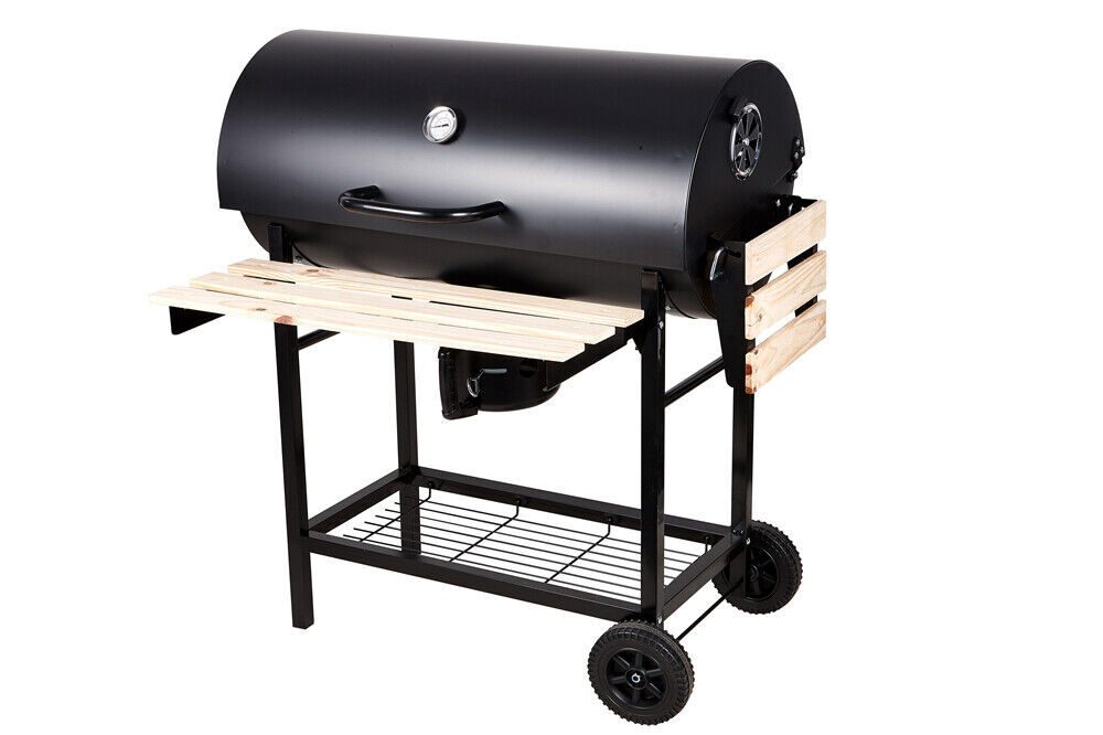 BBQ Holzkohlegrill Grill Smoker Set mit Deckel Camping Outdoor Seitenregal