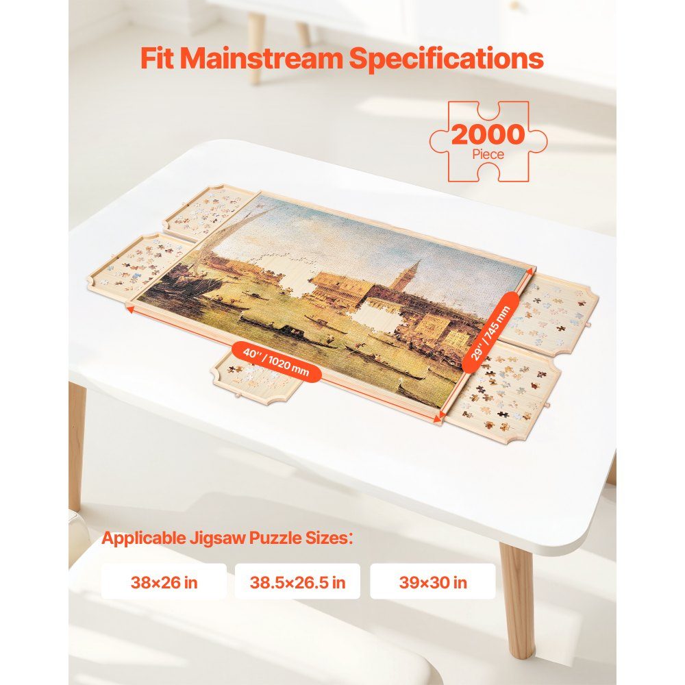 2000-teiliges drehbares Puzzle-Brett mit 5 Schubladen und Abdeckung, tragbarer Puzzle-Tisch (1045 x 763 x 36 mm), Puzzle-Zubehör für Erwachsene, Puzzle-Organizer, Aufbewahrungssystem, Puzzle-Bretter