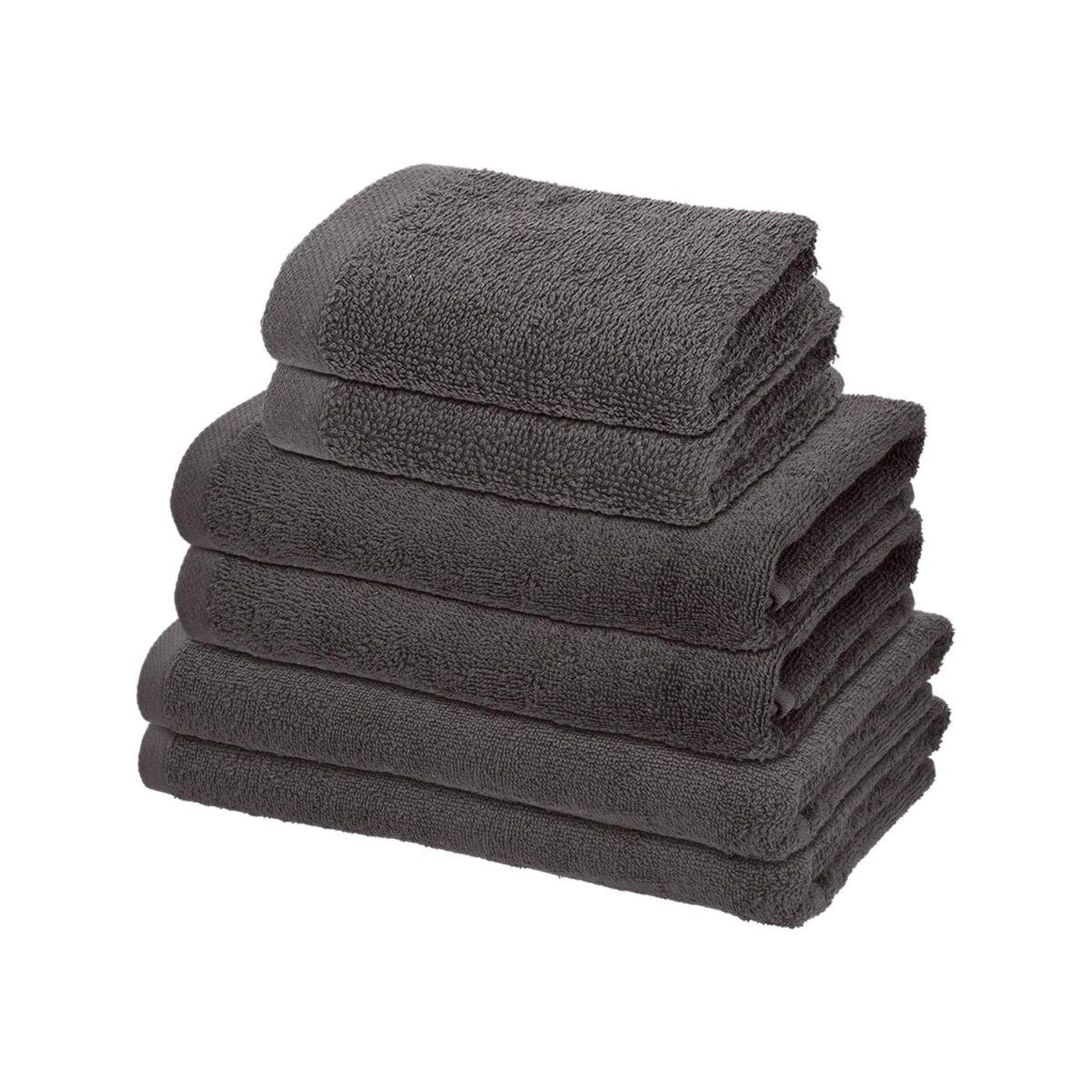 LIVARNO® Ensemble en tissu éponge 6 pièces, anthracite