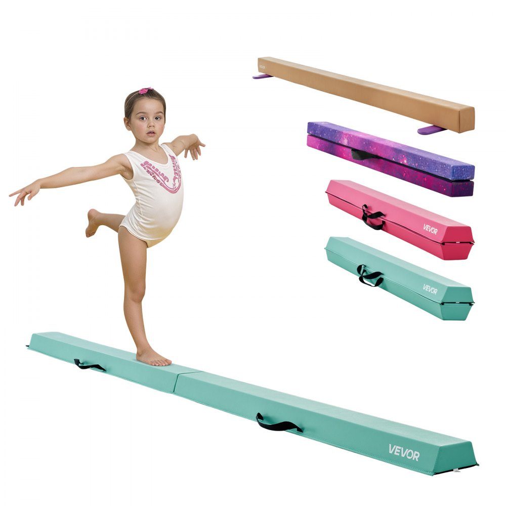 Balance Beam Gymnastics Children's Foldable 2.35 m, 90.7 kg Heavy Duty Gymnastics Beam with Non-Slip Feet, Balance Beam Balancing Beam with Carry Bag for Gym, Mint Green