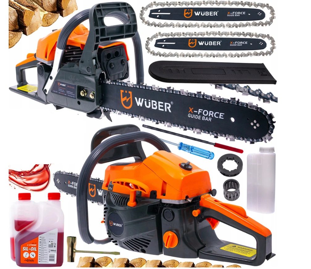 Petrol chainsaw Chainsaw for forestry work in an XXL starter set