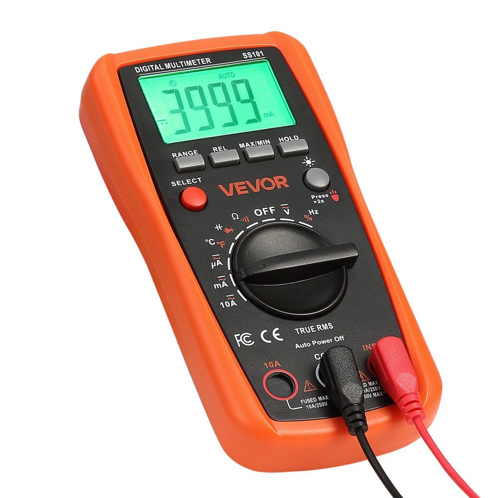 Multimètre numérique, voltmètre TRMS DC/AC 4000 points, testeur de courant, multimètre à plage automatique pour courant, tension, résistance, capacité, température, diodes, continuité, cycle de service – Réf. HT-23508