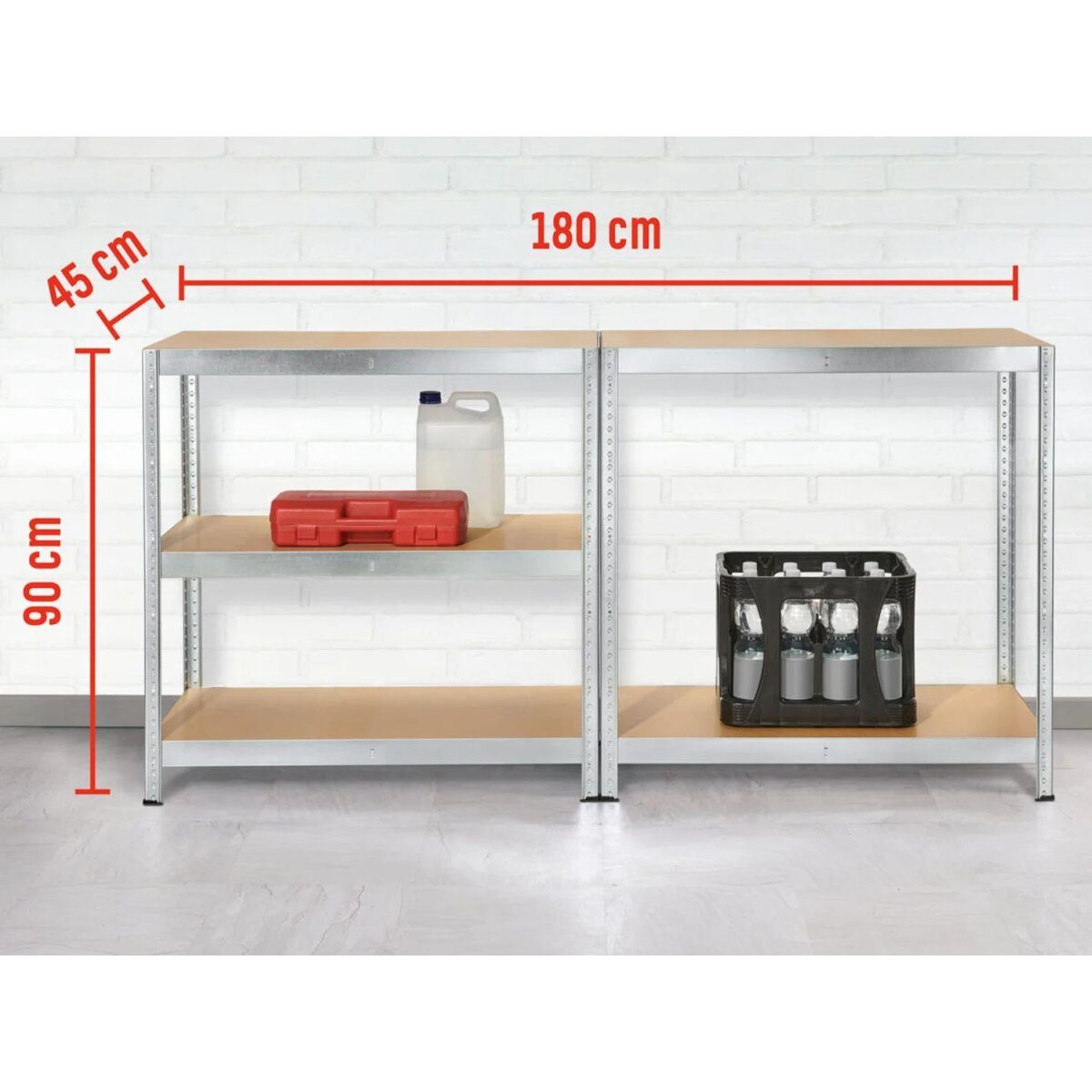PARKSIDE® Schwerlastregal, verzinkter Stahl, 180 x 90 x 45 cm