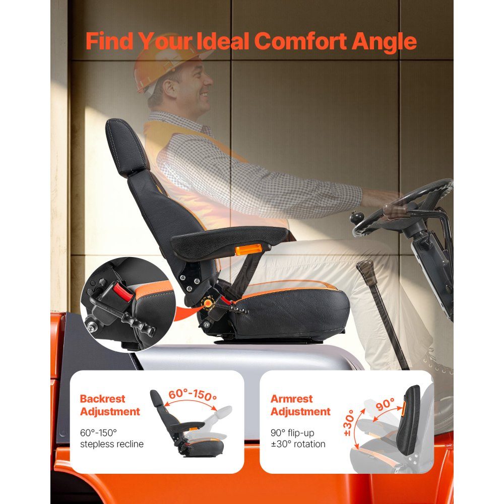 Universal forklift seat 520 x 590 x 820 mm, tractor seat, tractor seat, tractor seat, forklift seat, safe tractor seat with micro switch, ergonomic lawn mower seat for skid steer, bulldozer