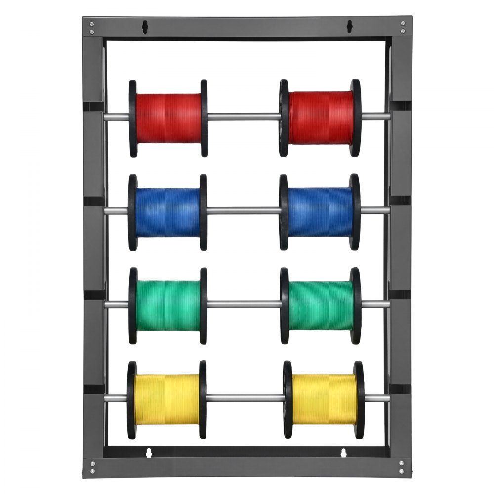 Wire Spool Holder, 4 Adjustable Bars, Wall Mounted Cold Rolled Steel Cable Spool Holder, Cable Storage and Display Stand, Load Capacity 68kg, for Various Conditions