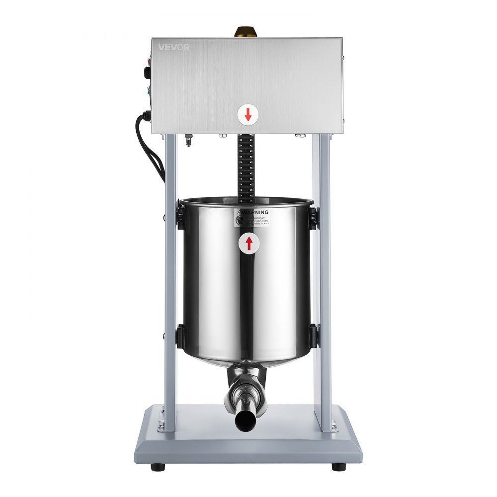 Elektrische worstvuller 10 L, verticale worstvulmachine met traploze snelheidsregeling & pedaal & 4 vulbuizen, roestvrijstalen vleesvuller voor commercieel en particulier gebruik