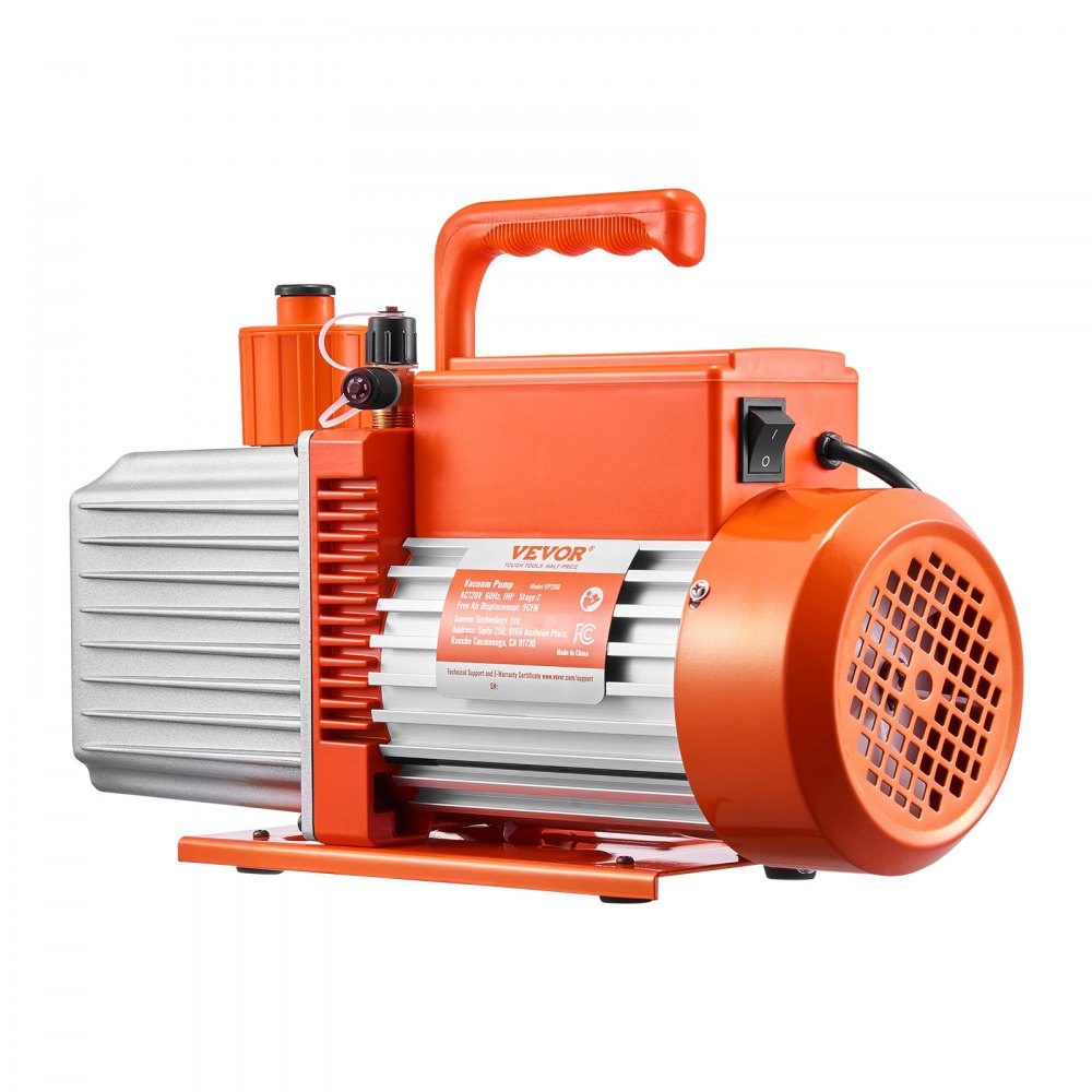 Vacuümpomp 9 CFM HVAC 2-traps draaischuifvacuümpomp voor R134a R22 R410a-systemen Auto AC-vacuümpompset met harsontgassing oliefles voor auto-airconditioneronderhoud