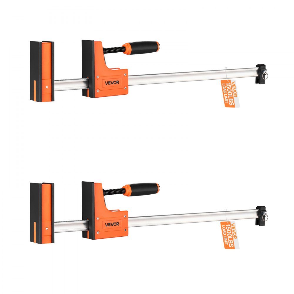 Lot de 2 colliers de serrage pour poteaux de travail du bois, jeu de pinces parallèles à ouverture de 24", pince F avec limite de charge de 1500 lb, profondeur de 3,5", plastique, acier au carbone, travail des métaux, orange