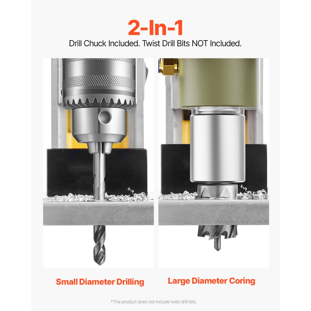 Magnetische boor Kernboor 1400W φ50mm, 12500N Draagbare elektrische magneetboor met 11 kernboren, 800 RPM boor voor metalen oppervlakken Industrie DIY Geel