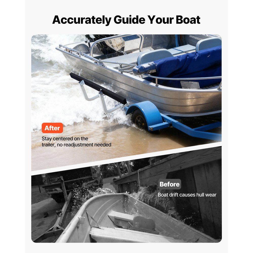 Boat trailer guide 425 mm / 475 mm (installation height), 0-18 cm adjustable, made of reinforced steel with thick support plates, for pontoon trailers with supports (L-beam/box/C-profile)