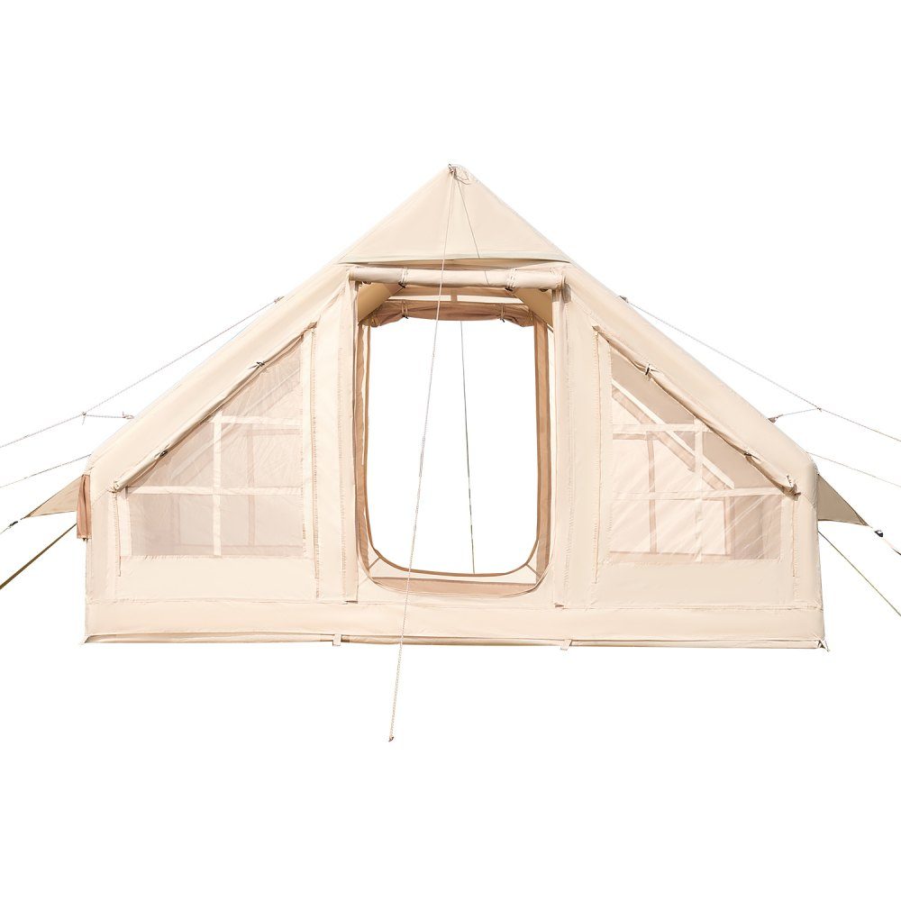 Inflatable Camping Tents 3x2x2m 3-5 Person 300D Oxford 4 Season Glamping Tent with Hand Pump, Stove Connection, 2 Doors and 2 Mesh Windows, Includes Storage Bag for Transport