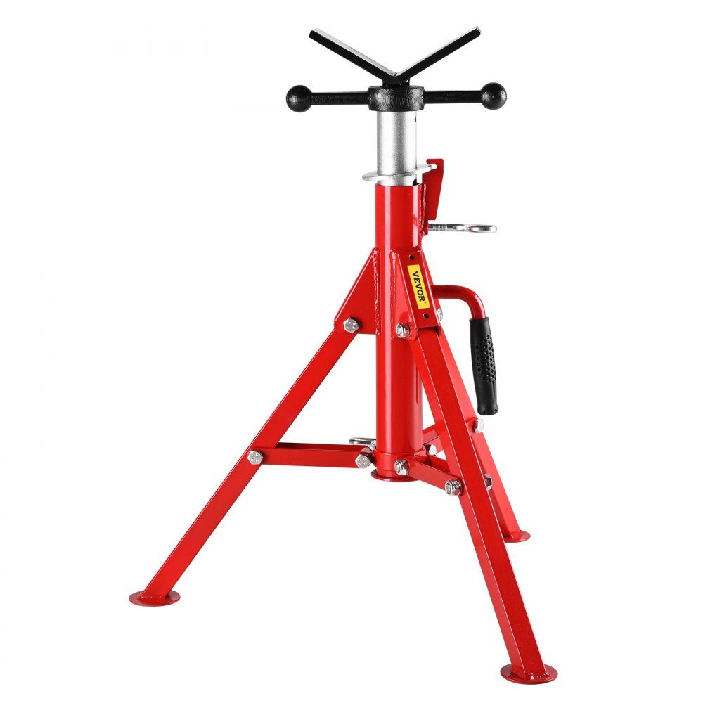 Support de tube Support de tube en acier au carbone Tête en V Capacité de charge maximale 1134 kg Support de tube Hauteur réglable de 61 à 107 cm Pieds pliables pour le transport Idéal pour les machines à fileter Rainures de rouleau
