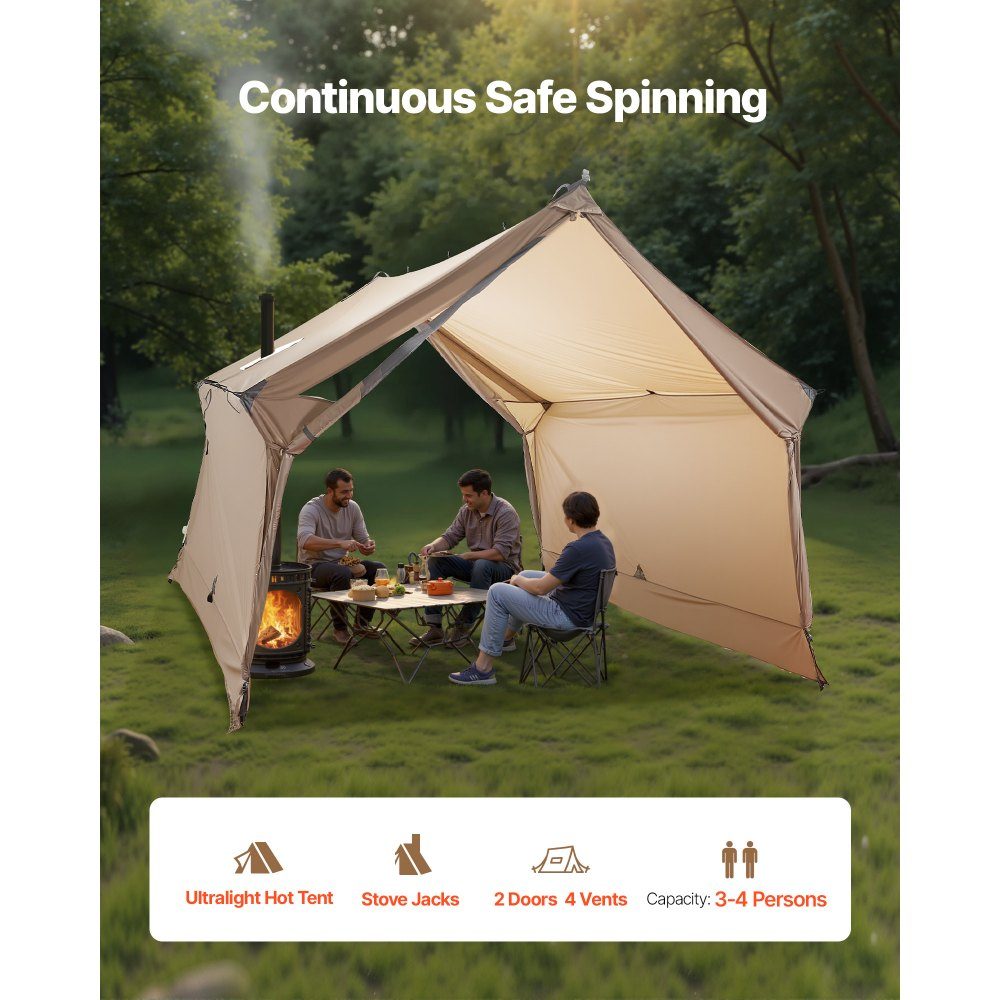 Camping tent, 2 person cabin tent with stove connection, waterproof winter tents with ventilation, lightweight and portable 4 season tents for hiking, fishing, hunting and backpacking