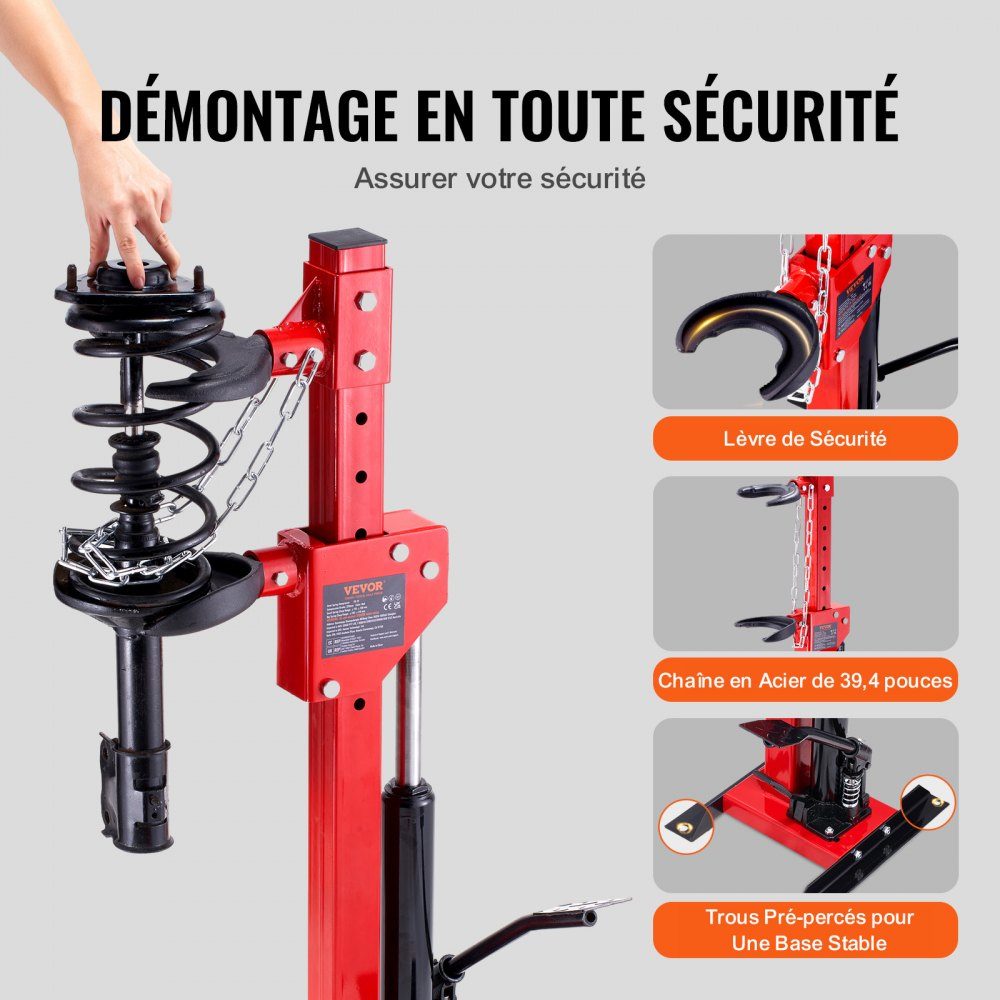 4.5 Ton Car Tool Hydraulic Spring Compressor 1 Ton Rated Pressure Strut Clamp 11-13cm and 14-17cm Spring Lock Shock Absorber Tensioner with Leakproof Hydraulic Pump
