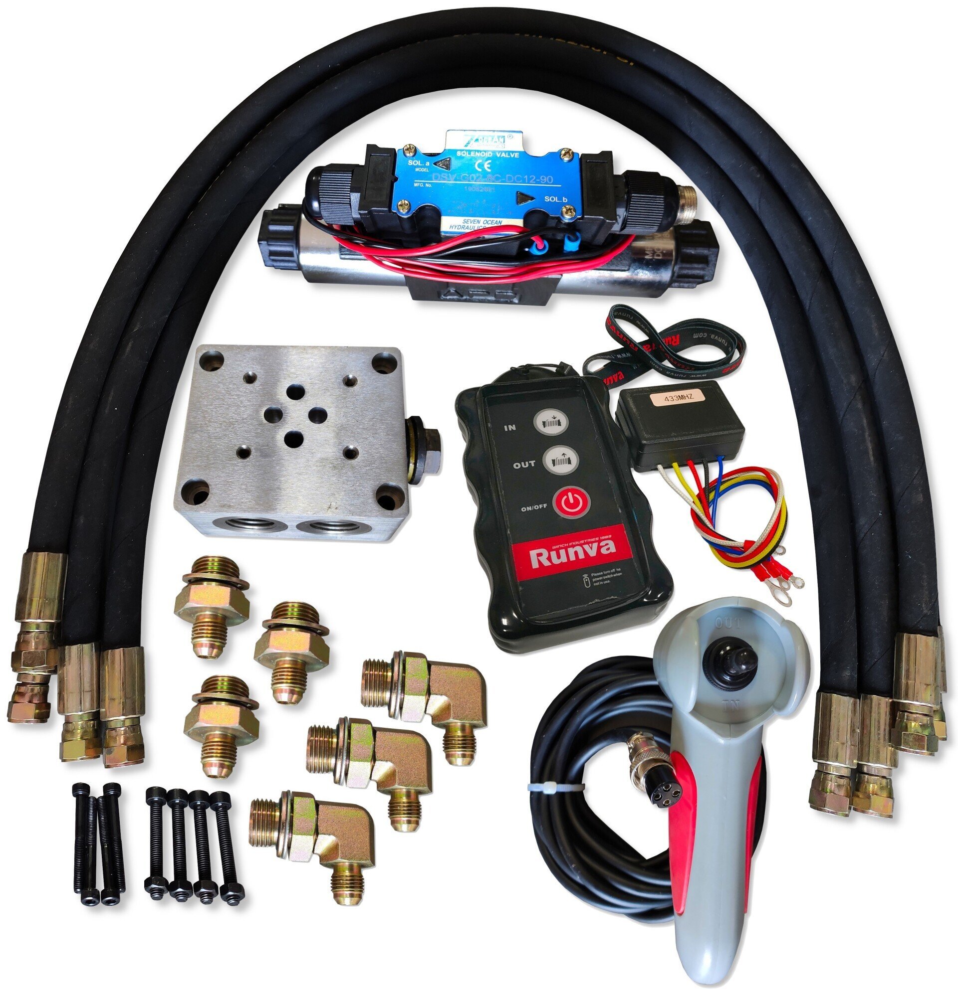 Zestaw sterujący wyciągarką HYDRAULICZNY 12 V + radiowy zestaw ZDALNEGO STEROWANIA Zestaw sterujący wyciągarką HYDRAULICZNY 12 V + radiowy zestaw ZDALNEGO STEROWANIA