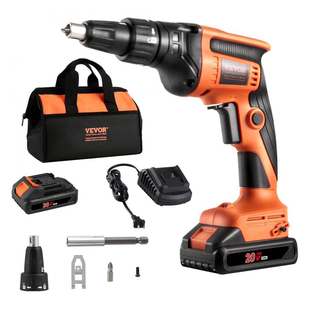Gipsplaatschroevendraaier, 20V Max gipsplaatschroevendraaier, borstelloze 4200 RPM draadloze gipsplaatschroevendraaier, set van 2 batterijen, oplader, riemclip en gereedschapstas, vooruit- en achteruitversnelling