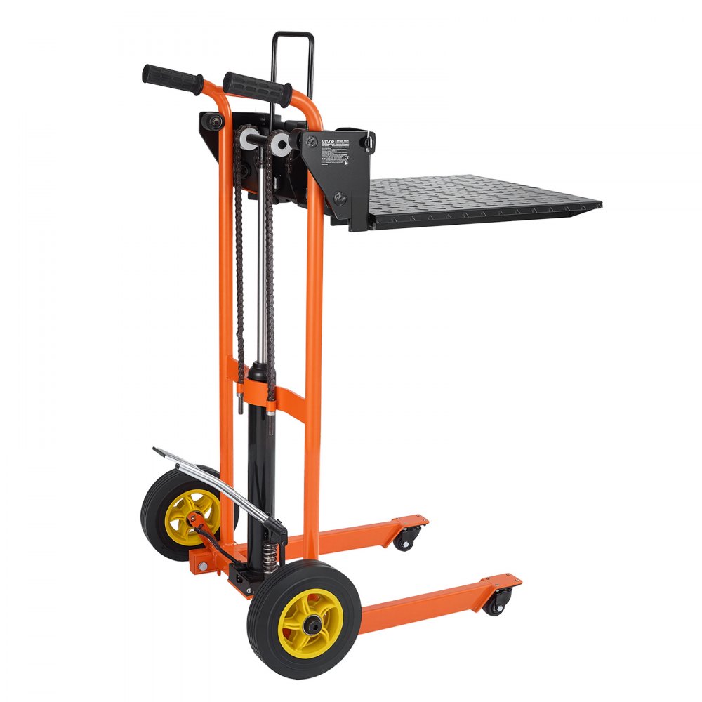 Handstapler 205 kg, Plattformstapler mit Gabelstaplertisch, max. Hubhöhe 90 cm, Materialhub-Windenstapler, Plattformstapler, Handstapler, Hubwagen, Orange & Schwarz Handstapler 205 kg, Plattformstapler mit Gabelstaplertisch, max. Hubhöhe 90 cm, Materialhub-Windenstapler, Plattformstapler, Handstapler, Hubwagen, Orange & Schwarz