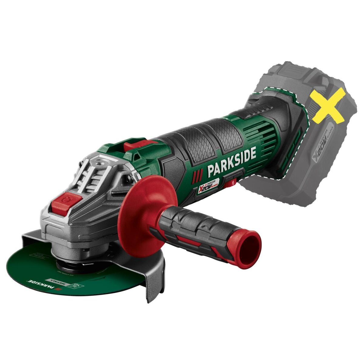 Akumulatorowa szlifierka kątowa PARKSIDE® 20 V PWSA 20-Li G4, bez akumulatora i ładowarki
