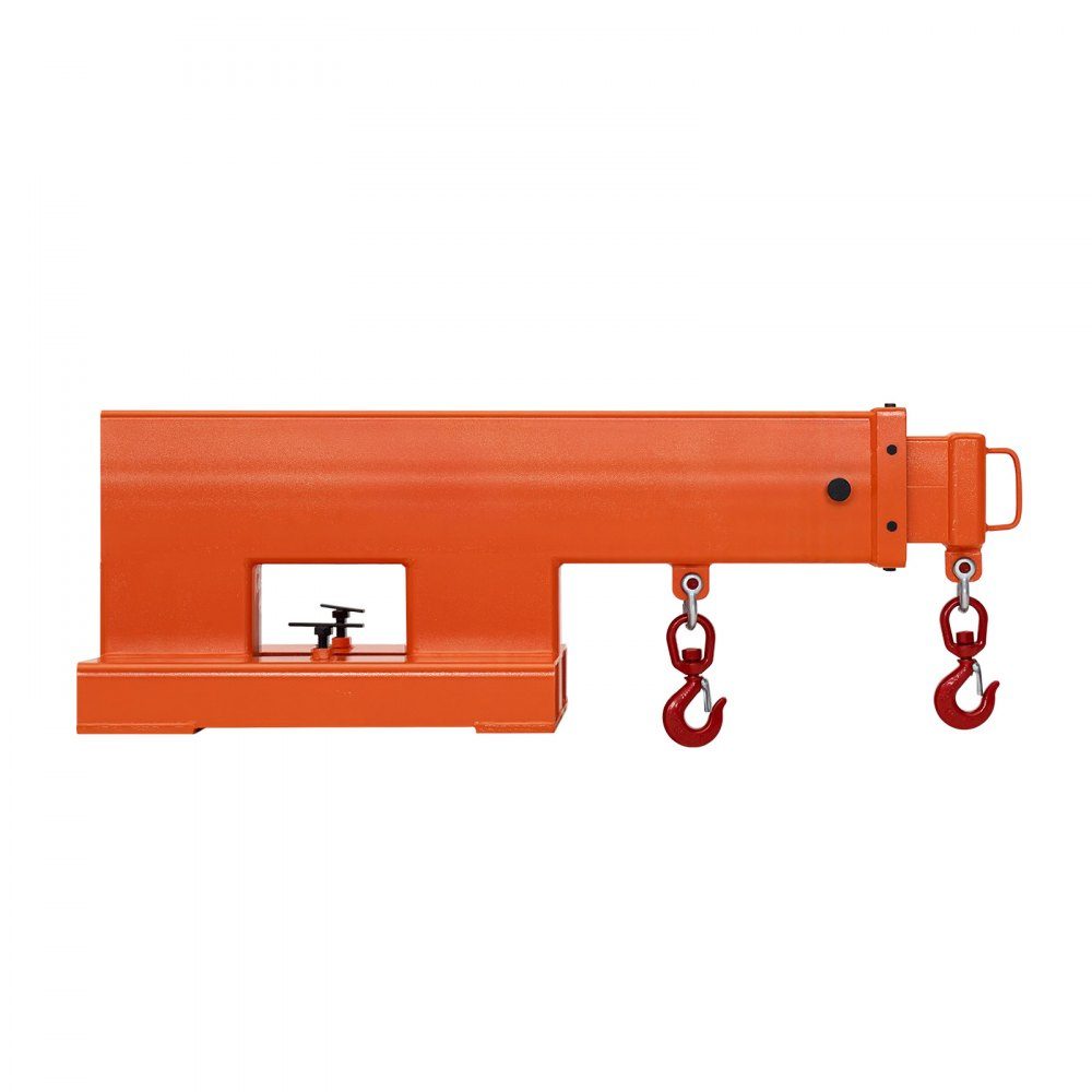 Kranarm für Gabelstapler 2495 kg, Gabelstapler-Lastarm mit 2 360°-Schwenkhaken, manueller 3-stufiger Teleskoparm für 1200–1867 mm Ausfahrbereich, Gabelstaplerkranzubehör für Baustellen-Fabriklager