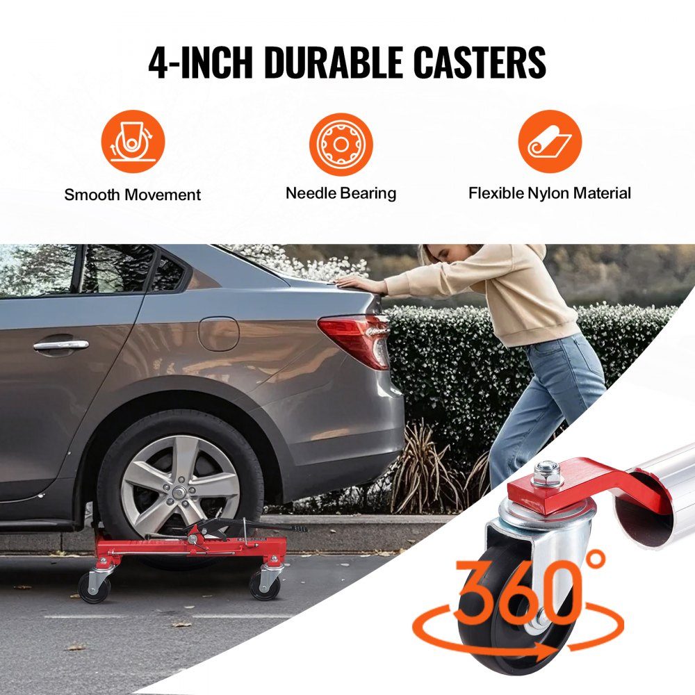 Chariot à roues Capacité de charge 680 kg Rouleau de manœuvre avec fonction cliquet Rouleau à pneus pour voitures et SUV Idéal pour manœuvrer et déplacer des véhicules Cric à cliquet