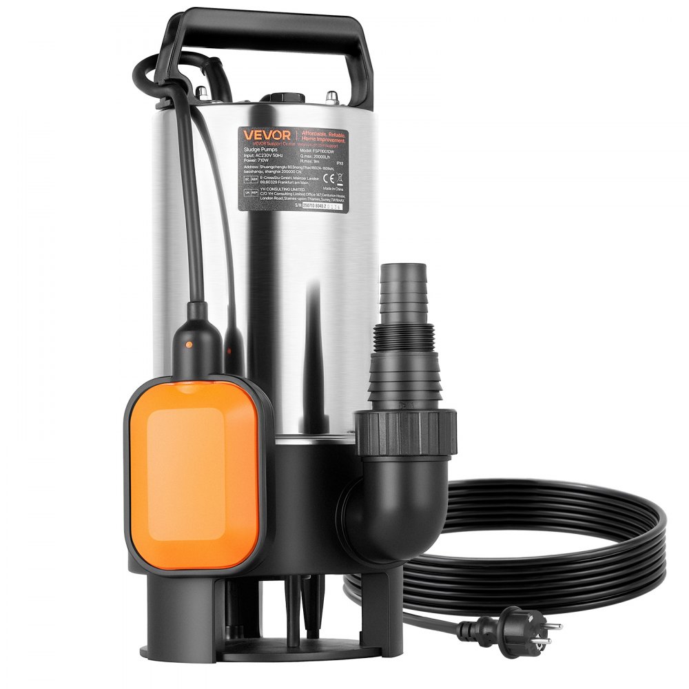 Pompa zanurzeniowa o mocy 710 W, 20000 l/h, pompa do brudnej wody do ścieków, brudnej wody i czystej wody z automatycznym wyłącznikiem pływakowym, wysokość tłoczenia 9 m, do basenów, stawów, obszarów zalanych Pompa zanurzeniowa o mocy 710 W, 20000 l/h, pompa do brudnej wody do ścieków, brudnej wody i czystej wody z automatycznym wyłącznikiem pływakowym, wysokość tłoczenia 9 m, do basenów, stawów, obszarów zalanych