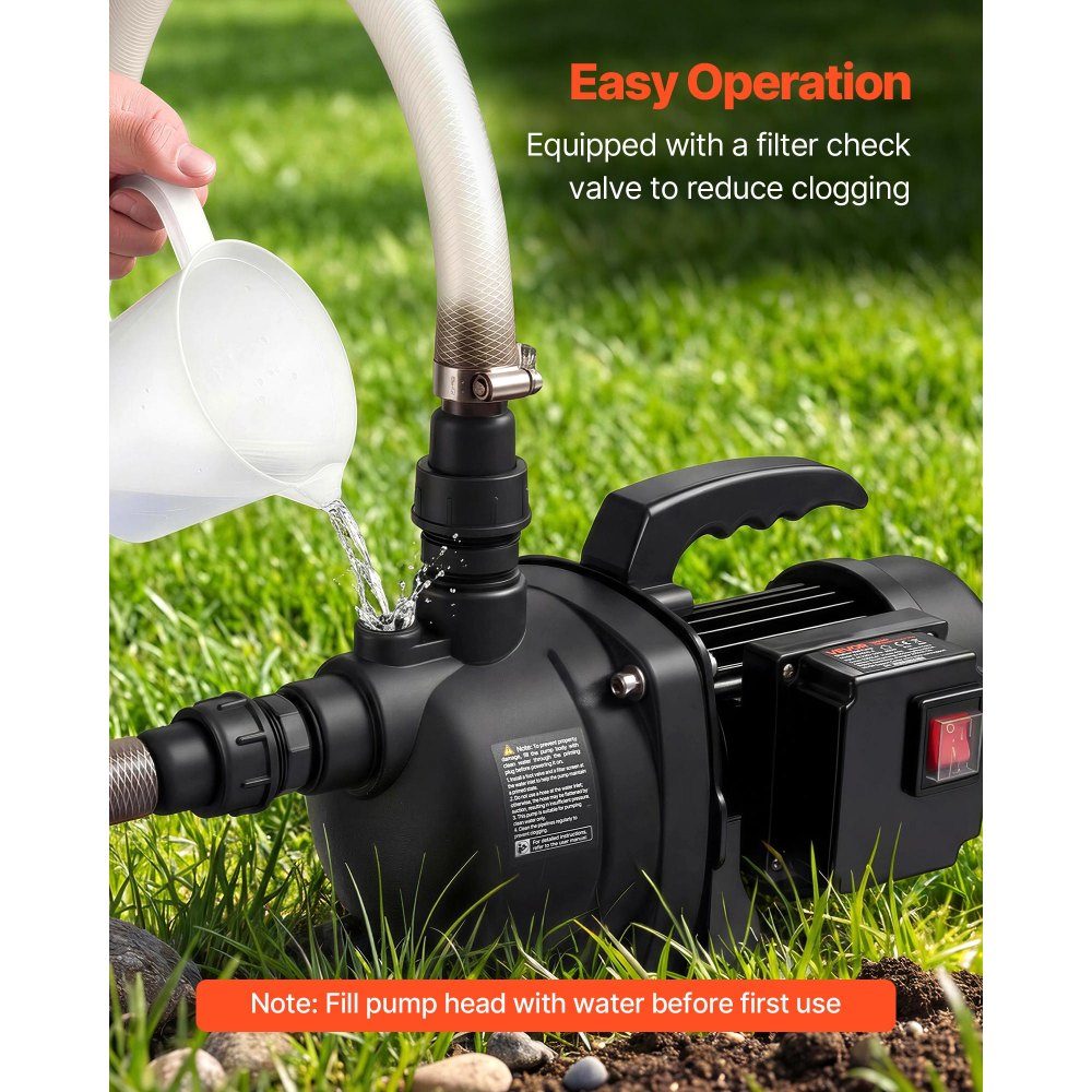 Gartenpumpe 800 W, 230 V, Bewässerungspumpe max. Förderleistung 3300 L/h, PP-Strahlpumpe mit 44 m Förderhöhe, Überhitzungsschutz, europäische Spannungsnormen, für Gartenbewässerung & Bewässerung