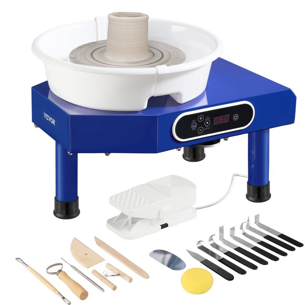 Töpferscheibe, Keramikscheibe, 350 W, elektrische Töpferscheibe, 25 cm, 300 U/min, Töpferscheibe, mit Pedal und Schürzenformmaschine, geeignet für Anfänger und Enthusiasten