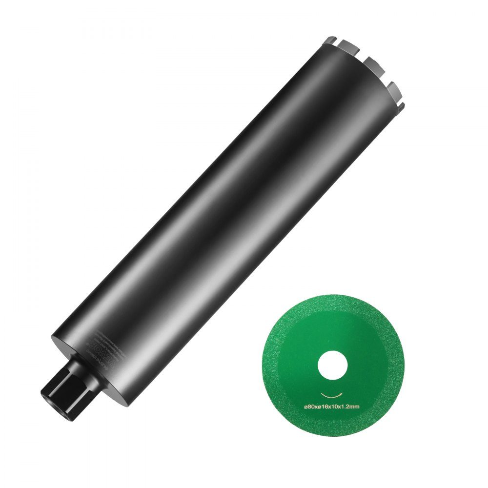 Diamond Core Drill, 108mm Wet Diamond Core Drill, 355mm Drilling Depth, Concrete Core Drill with Saw Blade, 1-1/4"-7 Female Thread, Laser Welding, Diamond Wet Core Drill for Concrete Bricks