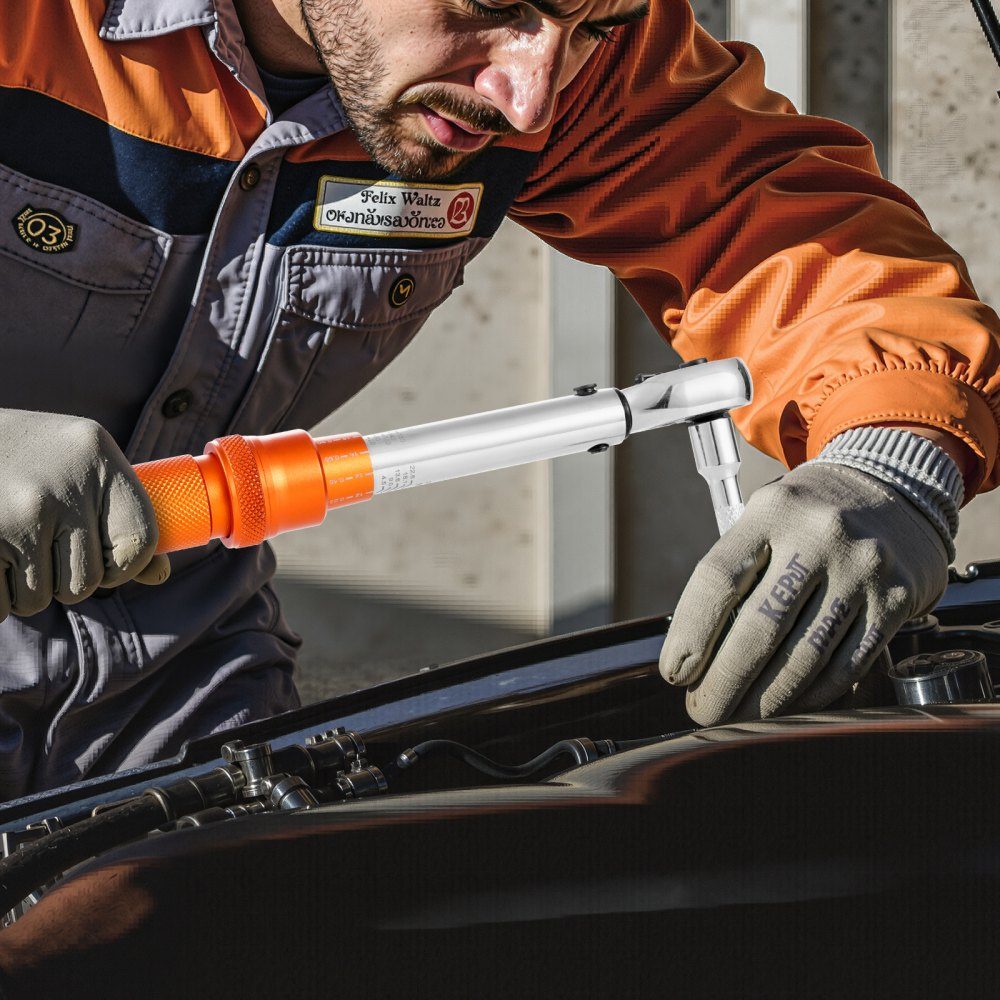 1/4" Drive Click Momentsleutel 2,3-22,6 Nm Tweeweg Momentsleutelset met Dual Range Schalen 72 Tanden ±3% Hoge Precisie Gelegeerd Staal voor Autoreparatie