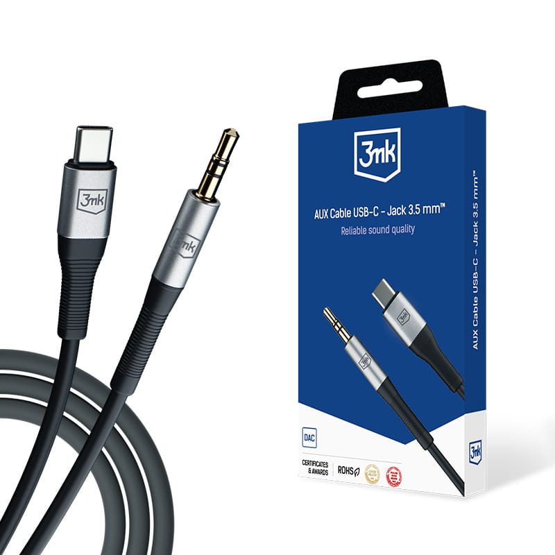 3MK SCHWARZES USB-C-AUF-MINIJACK-3,5-MM-ADAPTERKABEL – Art.-Nr. HT-49958