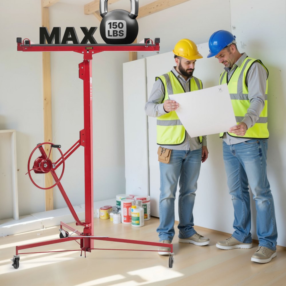 Plattenheber bis max. 68 kg, 4877 mm Höhe, Gipskartonheber mit verstellbarem Teleskoparm, Gipskarton, Trockenbauheber, Plattenheber, Hebezeug, Werkzeug, für Decken- und Wandmontage (rot) Plattenheber bis max. 68 kg, 4877 mm Höhe, Gipskartonheber mit verstellbarem Teleskoparm, Gipskarton, Trockenbauheber, Plattenheber, Hebezeug, Werkzeug, für Decken- und Wandmontage (rot)
