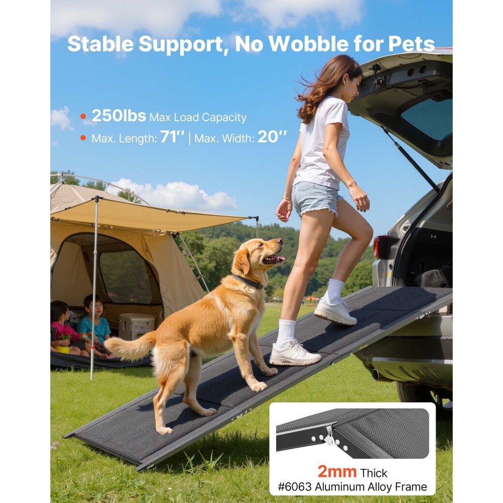 Hunderampe, 71 x 20 Zoll, faltbare Hundeautorampe für mittelgroße und große Hunde bis zu 250 Pfund, Hundetreppe mit rutschfester Oxford-Stoffoberfläche, tragbare Einstiegshilfe für SUV und LKW Hunderampe, 71 x 20 Zoll, faltbare Hundeautorampe für mittelgroße und große Hunde bis zu 250 Pfund, Hundetreppe mit rutschfester Oxford-Stoffoberfläche, tragbare Einstiegshilfe für SUV und LKW
