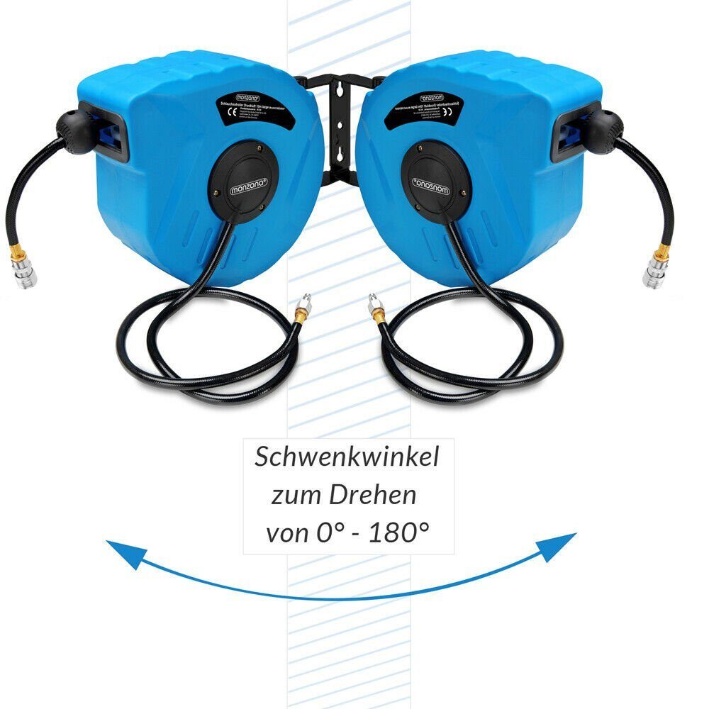 Schlauchaufroller Druckluftschlauchaufroller automatisch 10m 1/4" Anschluss