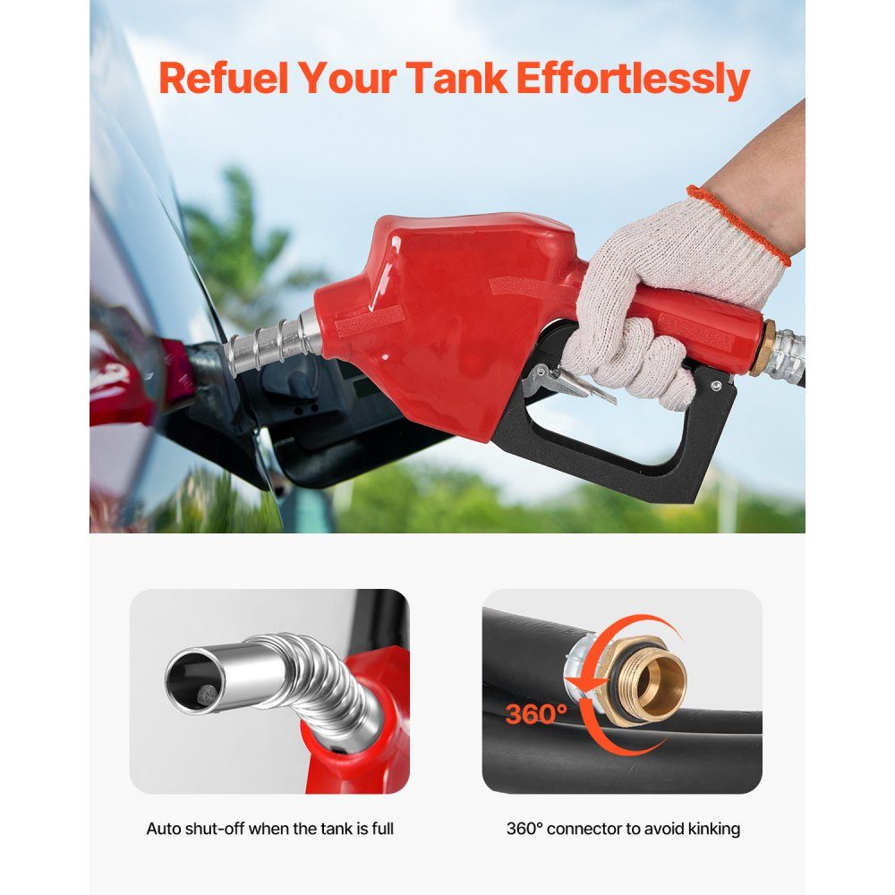 Portable Diesel and Petrol Tank, 440L, 45L/min Flow Rate, Diesel Fuel Tank with 12V Transfer Pump, 4m Hose, Automatic Refueling Nozzle, Fuel Transport Transfer Tank, Red