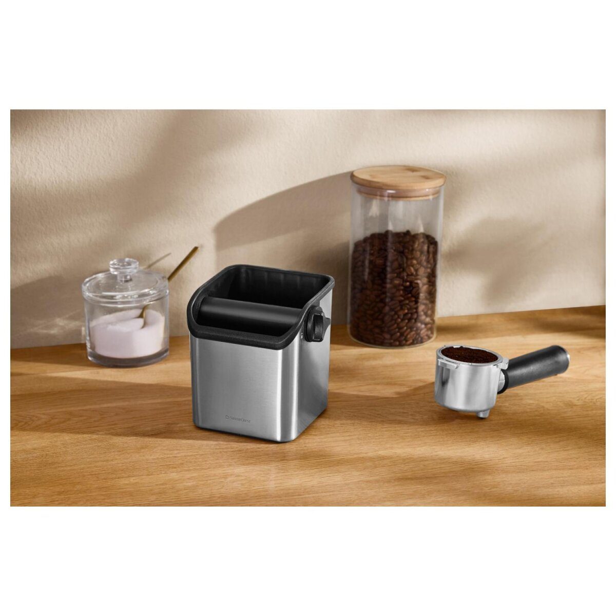 SILVERCREST® Siebträger-Abschlagbox / Tamperstation / Milchkännchen / Kakaostreuer mit Motiven