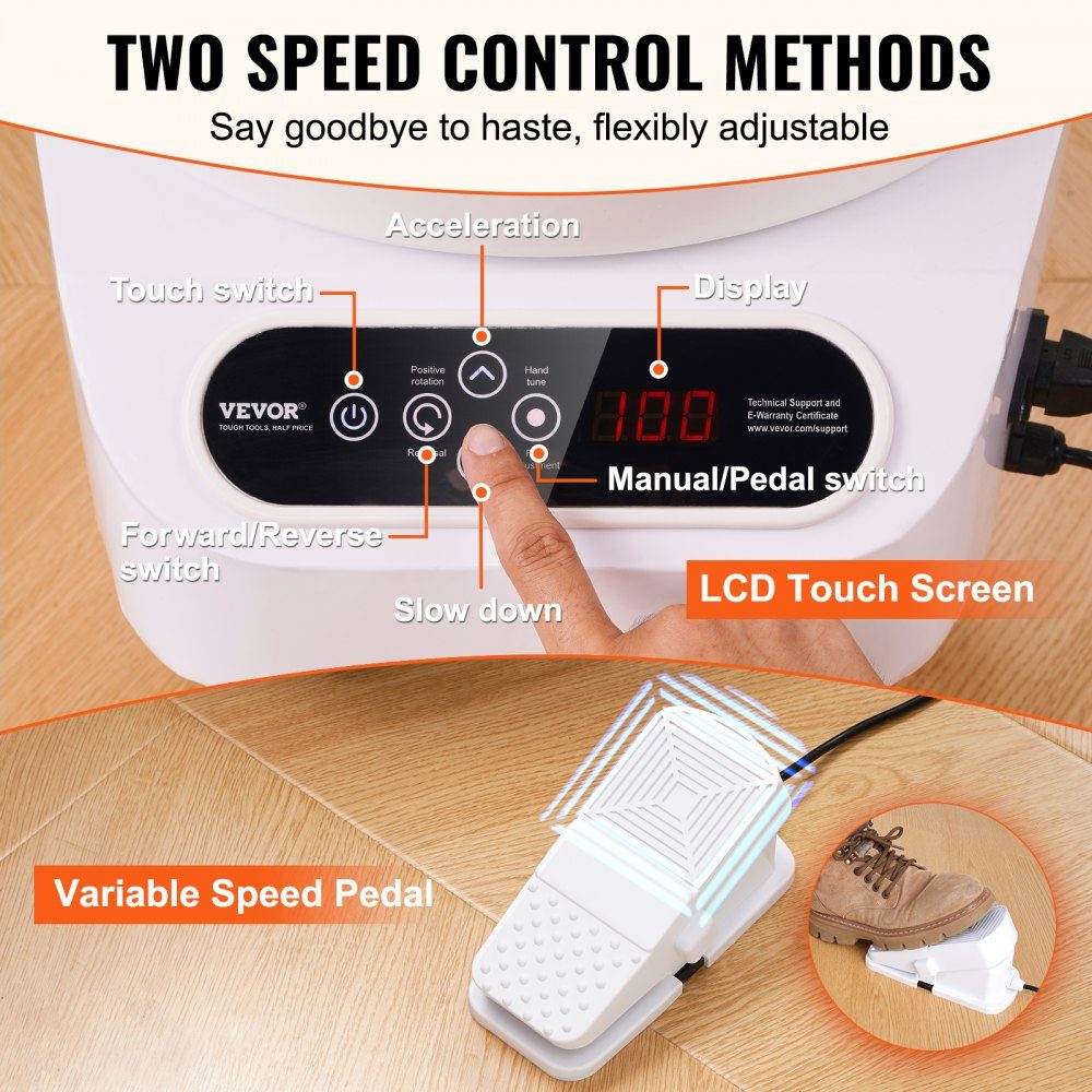Pottery Wheel, 28cm Pottery Molding Machine, 450W Electric Pottery Wheel with Pedal and LCD Touch Screen, Direct Drive Ceramic Wheel and 3 Support Legs for DIY, White